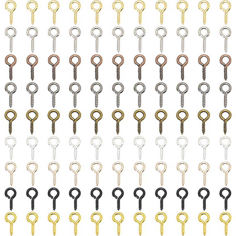 200 قطعة صغيرة صغيرة صغيرة العين دبابيس إيبينس السنانير الثقوب المسمار الخيوط 9 ألوان المشابك هوك DIY بها بنفسك صنع المجوهرات النتائج