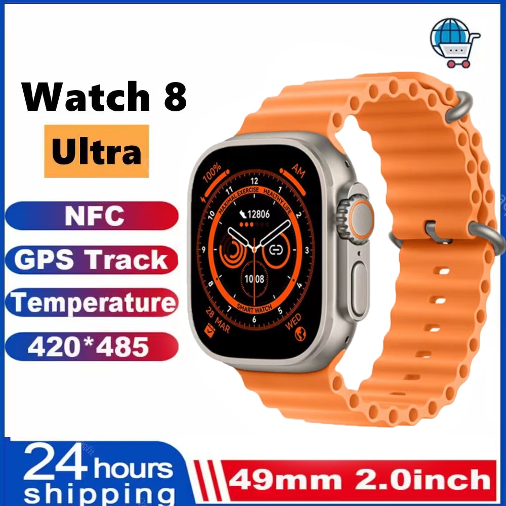 ساعة ذكية جديدة فائقة السلسلة 8 NFC ساعة ذكية شحن بلوتوث دعوة الرجال النساء اللياقة البدنية سوار HD شاشة لابل