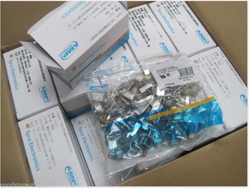 100 قطعة/الوحدة RJ45 أمبير الكريستال محمية وحدات CAT.5e RJ45 التوصيل موصلات RJ45 أمبير