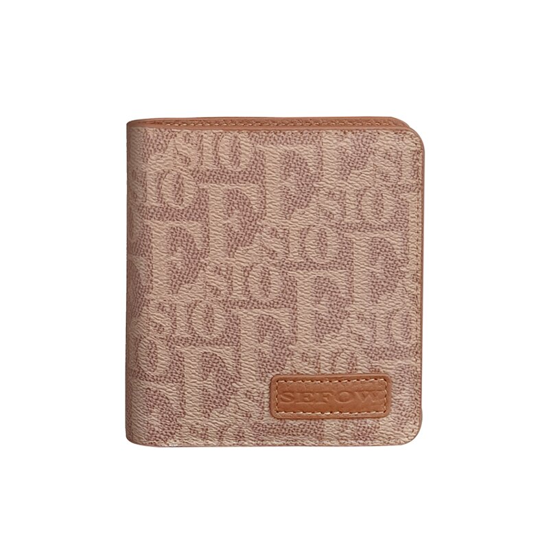 محفظة نسائية قصيرة جديدة لعام 2023 محافظ نسائية من الجلد الطبيعي محفظة جلد البقر مزدوجة الطي أصلية مزودة بطباعة حروف نسائية