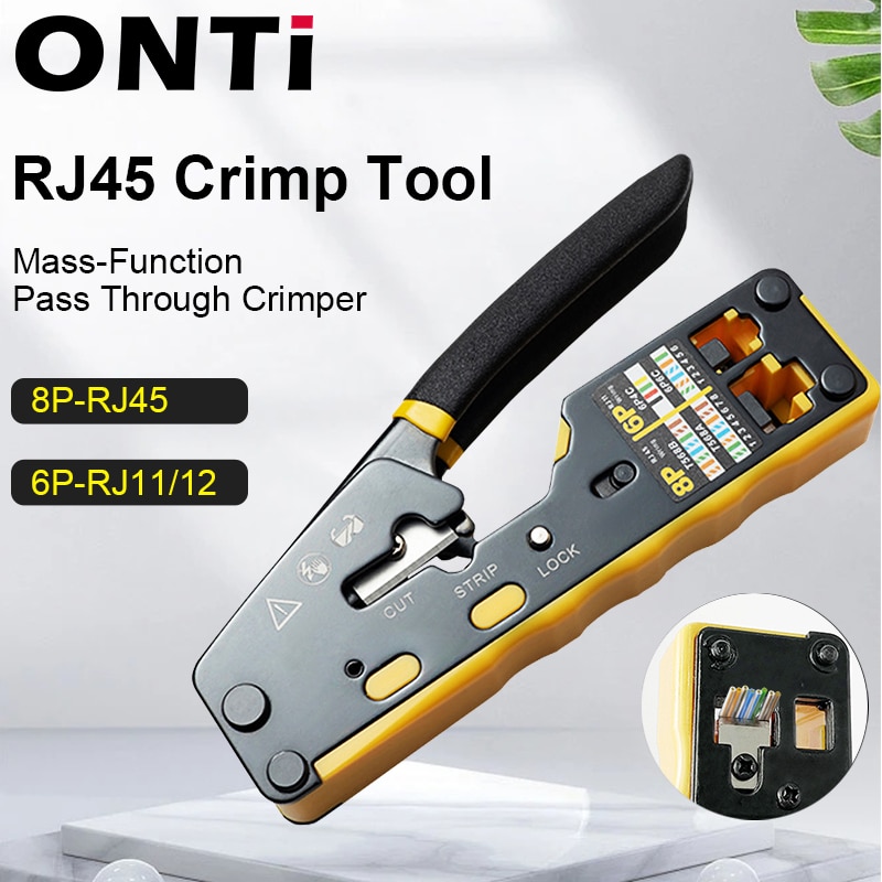 ONTi RJ45 تجعيد أداة تمر من خلال المكشكش ل Cat6 Cat5 Cat5e 8P8C موصل مع استبدال شفرة إيثرنت كابل متجرد