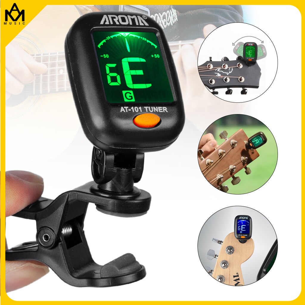 عبير AT-101 موالف الجيتار الكهربائي الجديد القابل للطي مشبك دوار عالي الحساسية مشبك صغير على موالف القيثارة الرقمية