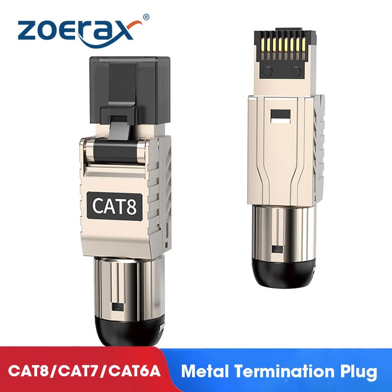 ZoeRax RJ45 Cat8 Cat7 Cat6A موصلات RJ45 أداة معدنية مجانية سهلة إنهاء التوصيل 2000MHz 40G كابل شبكة محلية 22AWG - 24AWG