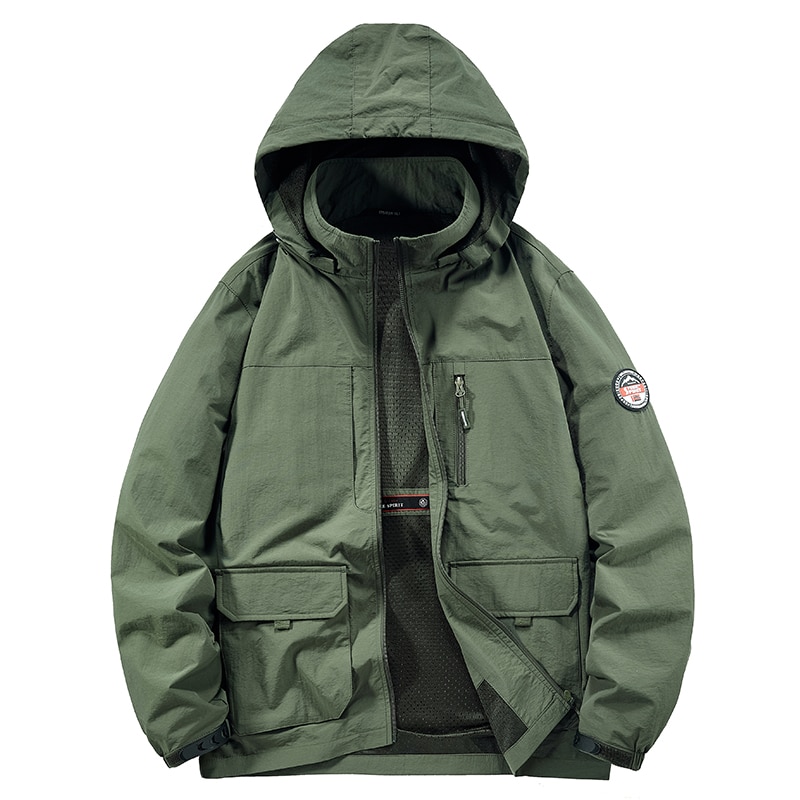 موضة الرجال سترة واقية المجال العسكري جاكيتات ملابس خارجية رجالي مقاوم للماء الطيران الطيار معطف هوديي الرجال الصيد الجيش الملابس