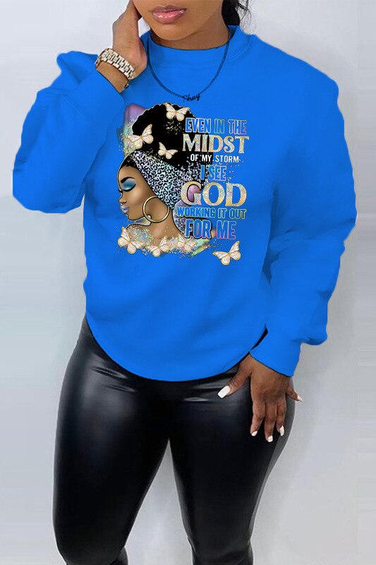 سترة المرأة الخريف الطباعة كم طويل الرقبة مستديرة بلوزات فضفاضة غير رسمية موضة البلوز هوديي Caja Misteriosa