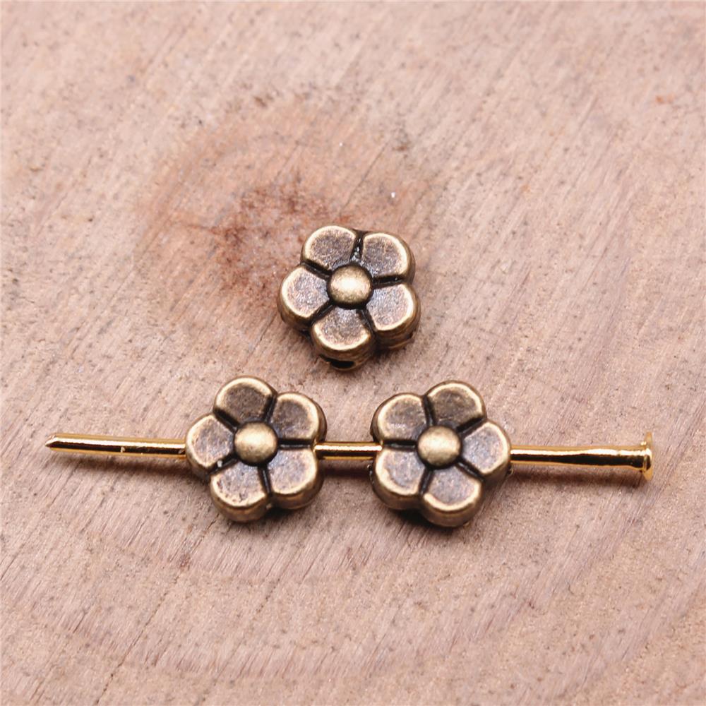 زهرة صغيرة حفرة الفواصل الخرز لصنع المجوهرات النتائج اليدوية DIY بها بنفسك الحرفية 20 قطعة اللون البرونزي العتيقة 6x6x3mm