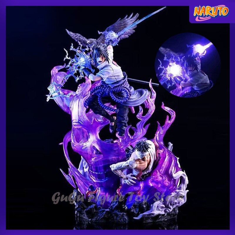 40 سنتيمتر ناروتو Gk أنيمي أرقام Uchiha Sasuke الشكل 2 رؤساء Susanoo مع LED ضوء بولي كلوريد الفينيل تمثال تمثال نموذج جمع دمية لعبة