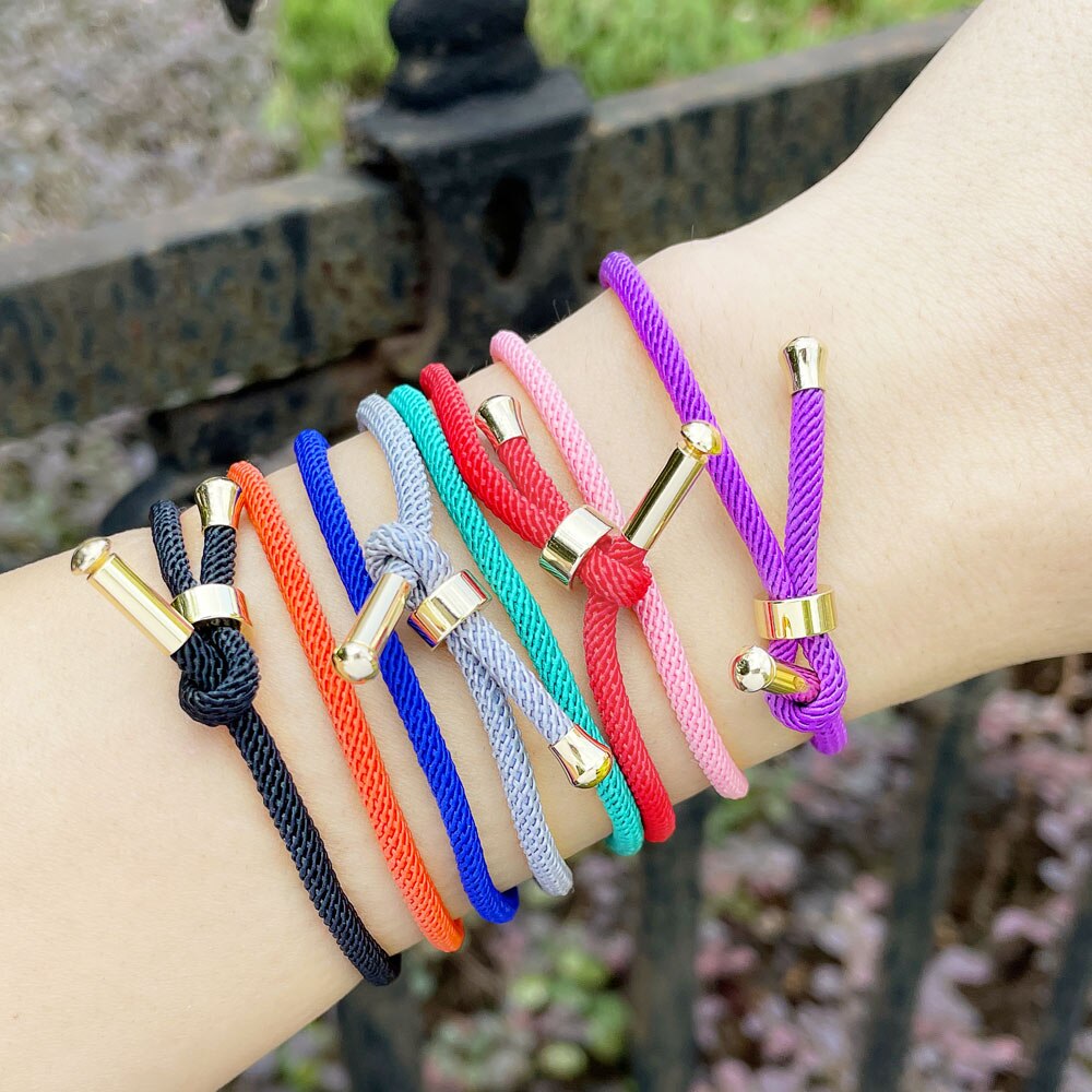 OCESRIO الملونة قابل للتعديل القطن حبل أحمر سلسلة سوار الذهب مطلي النحاس لتقوم بها بنفسك مكونات لصنع المجوهرات cana002