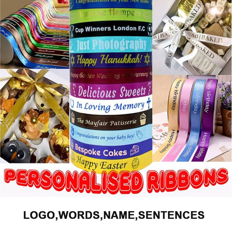 شخصية شعار البوليستر الشريط الزفاف عيد ميلاد استحمام الطفل شرائط الساتان الأعمال الصغيرة مخصص Gitfs Pacakge شرائط 100Y