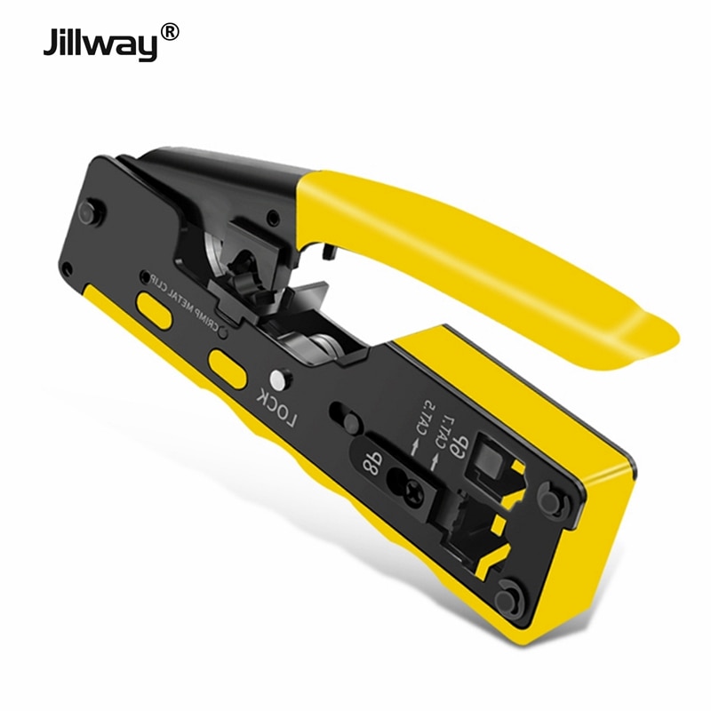 أداة المكشكش الشبكي من Jillway CAT7 متعددة الوظائف 8P6P CAT5 CAT6 RJ11 RJ45 أداة ثني رأس الكريستال كماشة كابل الشبكة