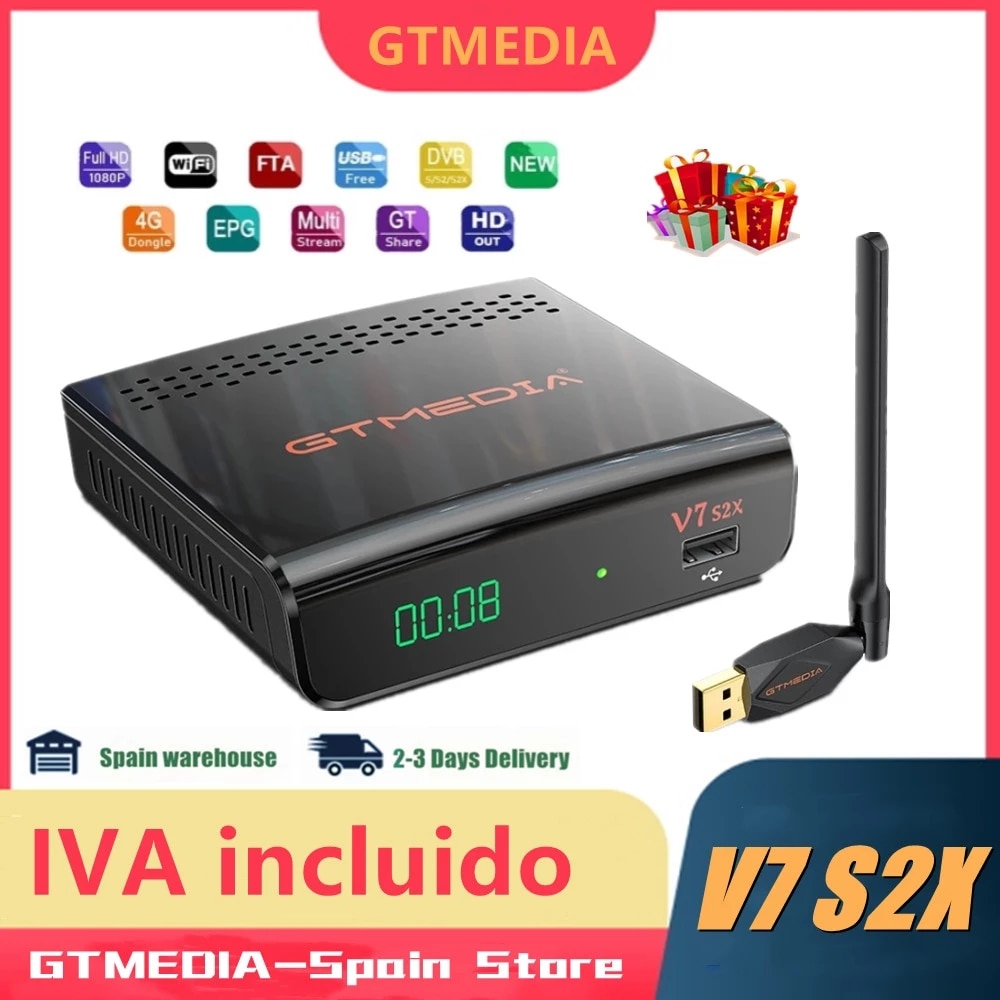 جهاز فك ترميز الأقمار الصناعية V7 HD 1080P تم ترقيته بواسطة Gtmedia nكلودي USB صندوق تلفزيون Wifi مشغل وسائط مستقبلات رقمية 64 ميجابايت SPI Flash 512 متر RAM