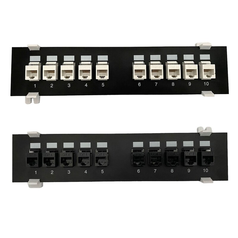 10 ميناء مستقيم من خلال CAT6 لوحة التوصيلات RJ45 مهائي كابلات كيستون جاك إيثرنت توزيع الإطار UTP 19in