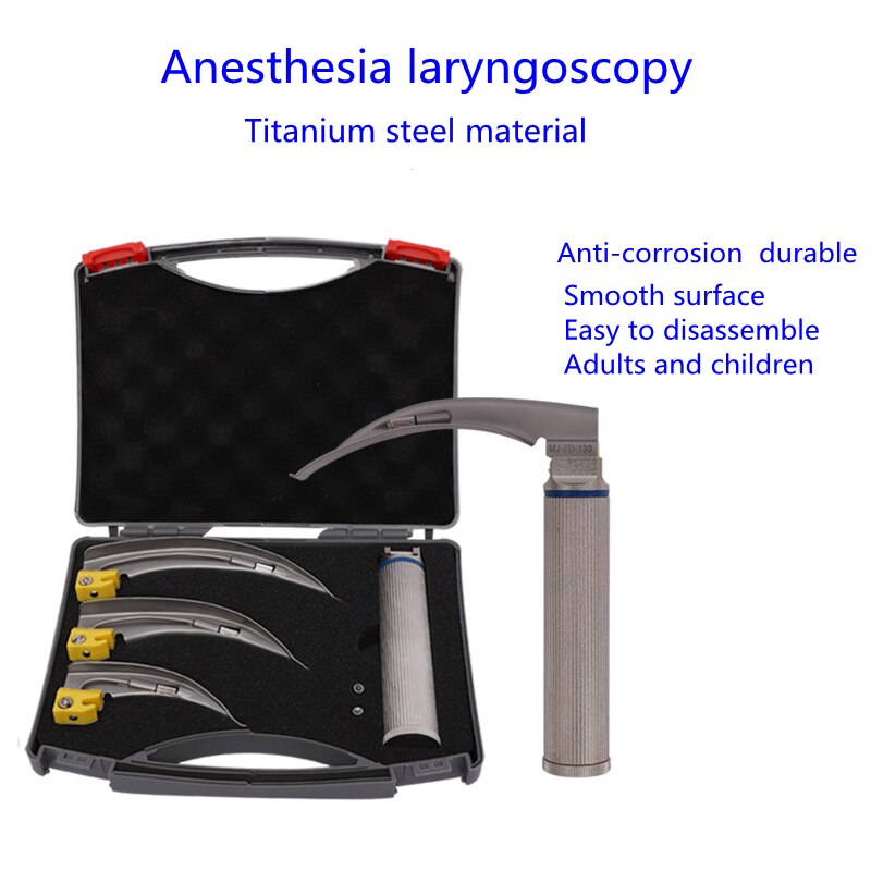 الطبية الفولاذ المقاوم للصدأ قابلة لإعادة الاستخدام التخدير طاقم منظار الحنجرة للكبار والأطفال التنبيب الرغامي مقبض مصباح ليد
