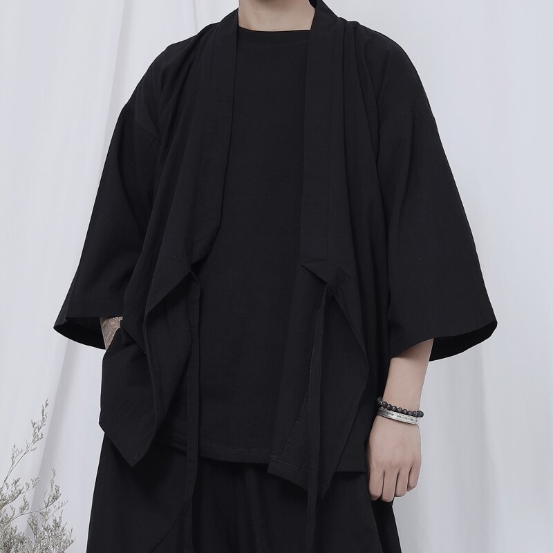 الربيع والصيف شعار شعبية فضفاضة جلد طريقة سترة الصين نمط استعادة الطرق القديمة 7 دقائق من كم سترة