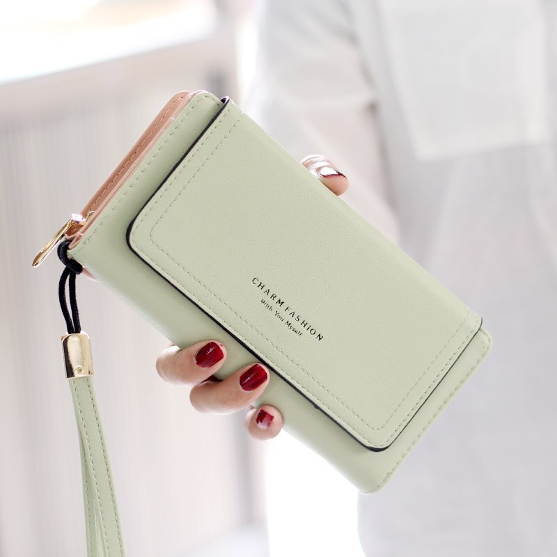 فو الجلد المدبوغ طويل محفظة المرأة ماتي جلد سيدة محفظة عالية الجودة حامل بطاقة الإناث مخلب Carteras