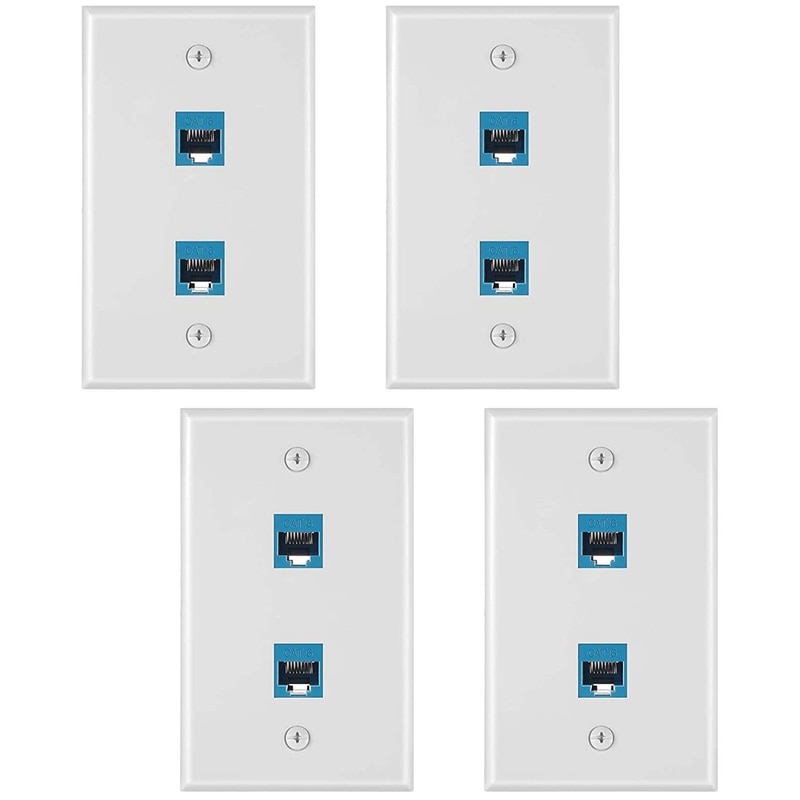 4 قطع 2 ميناء إيثرنت جدار لوحة ، RJ45 Cat6 أنثى إلى أنثى جاك مضمنة مقرنة الوجه لوحات