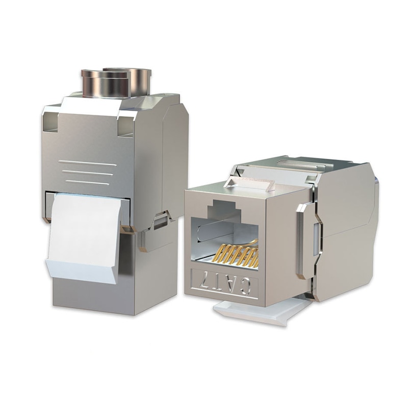 OULLX CAT6A CAT7 شبكة وحدة لوحة سبائك الزنك درع FTP SFTP أداة خالية RJ45 موصل مهائي كابلات لإطار التوزيع