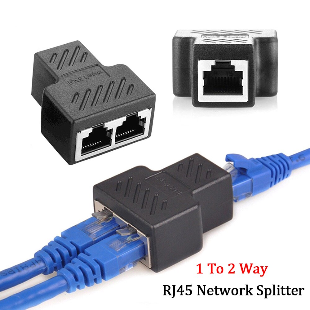 1/2/5 قطعة 1 إلى 2 طريقة LAN RJ45 إيثرنت كابل ميناء شبكة الفاصل التوصيل موصل RJ45 أنثى المقبس تمديد محول محول