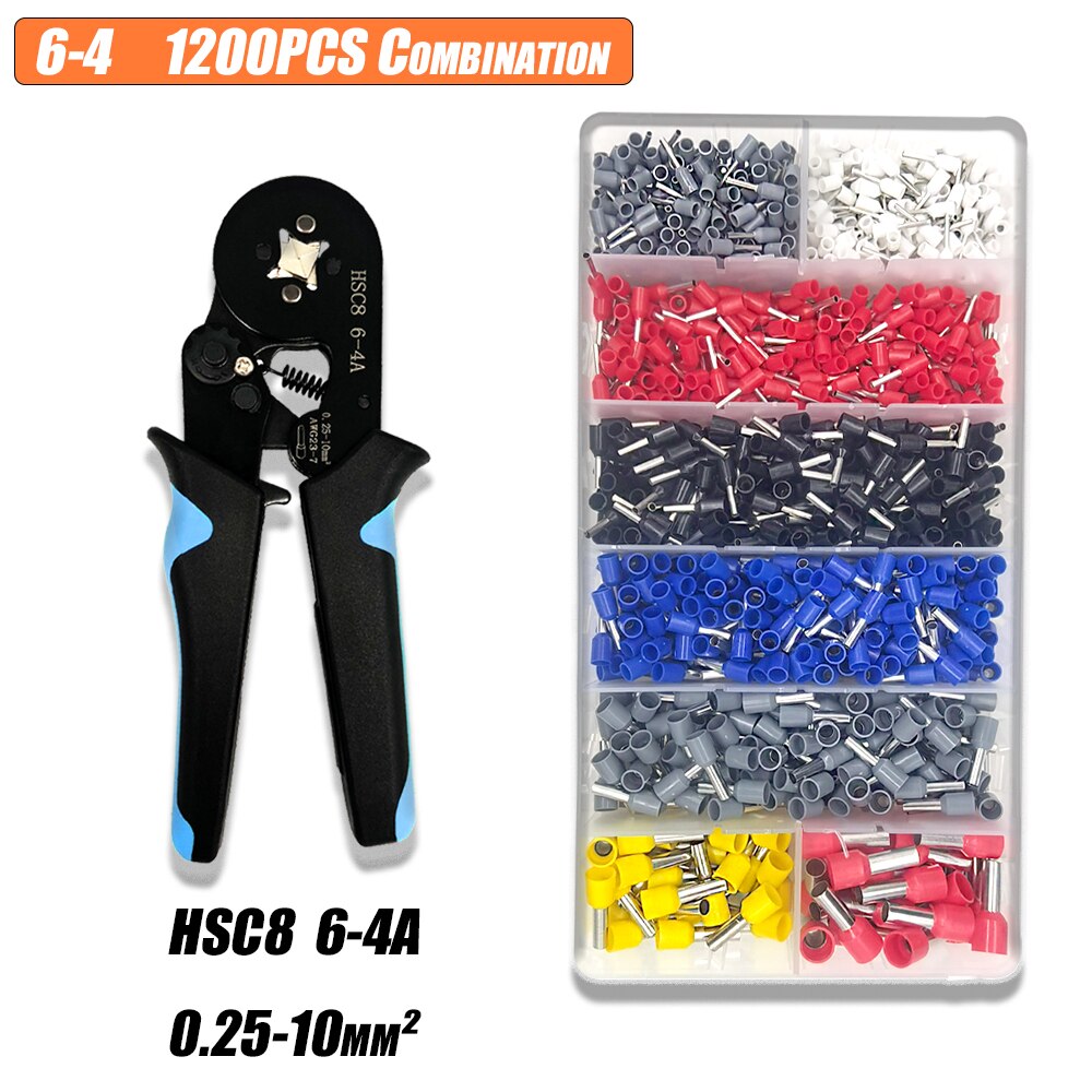 أنبوبي محطة العقص أداة HSC8 6-4 0.25-10mm2 23-7AWG 1200 / 1870 قطعة الباردة ضغط معزول محطة صندوق أداة الجمع