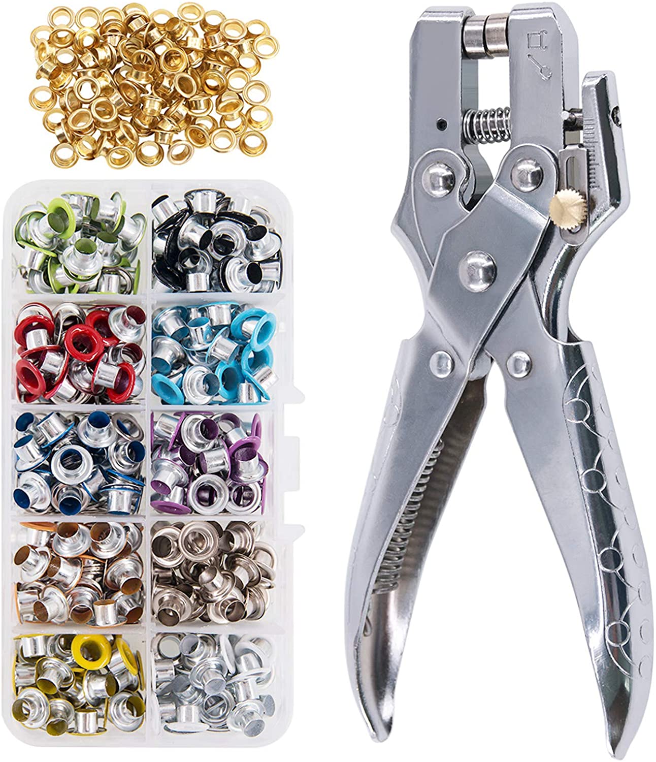 أطقم 300/540 عدد 5 مللي متر عدة ثقوب معدنية متعددة الألوان مع أدوات تثبيت ، للجلود ، قماش ، أحذية ، أحزمة ، حقائب ، الحرف اليدوية