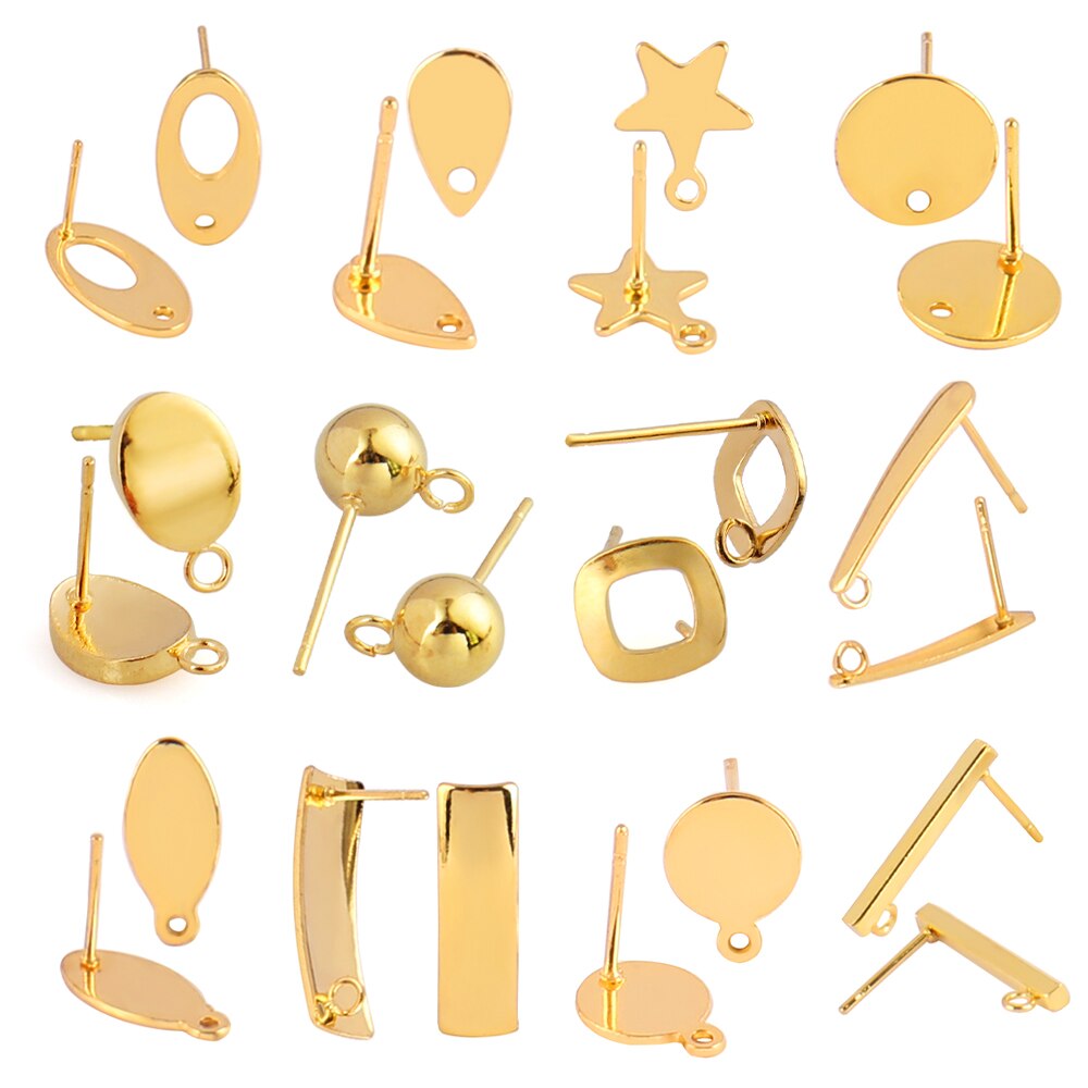 20 قطعة الفولاذ المقاوم للصدأ الأقراط قاعدة مع ثقب هندسي مضلع قرط الاذن المرصع المشاركات موصل لتقوم بها بنفسك مستلزمات صناعة المجوهرات