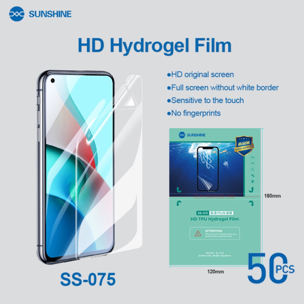 50 قطعة أشعة الشمس SS-075 HD SS075B مكافحة الأزرق ضوء ماتي هيدروجيل فيلم SS-890C آلة قطع واقي شاشة للهاتف المحمول الهاتف أداة