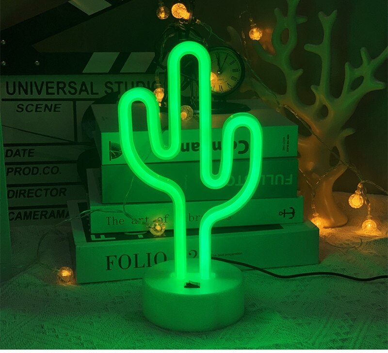 COPFASTOK الأخضر الصبار علامات بالإضاءة النيون-LED الصبار أضواء النيون أضواء ليلية مع الركيزة غرفة ديكور البطارية/USB العملية