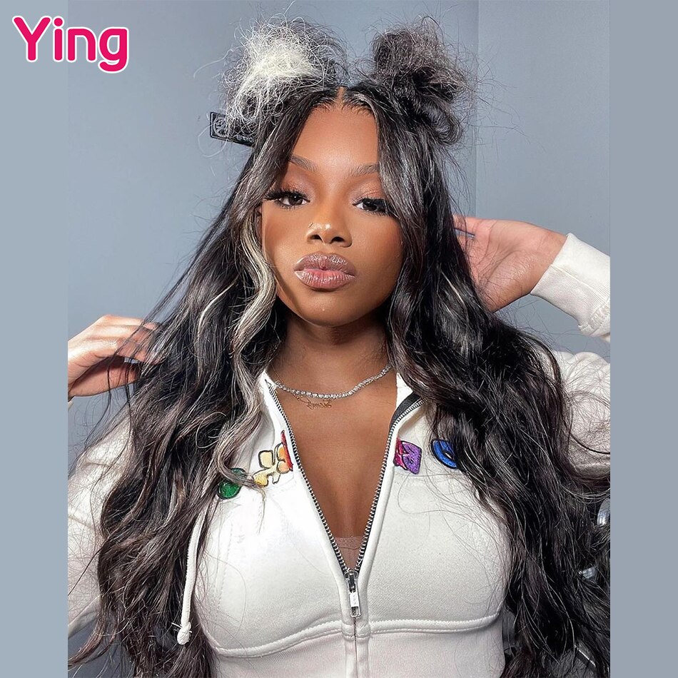 يينغ الشعر تسليط الضوء رمادي 13x6 الدانتيل الجبهة الباروكة الشعر البشري 13x4 الجسم موجة الدانتيل الجبهة الباروكة قبل قطعها 5x5 شعر مستعار الإنسان للنساء