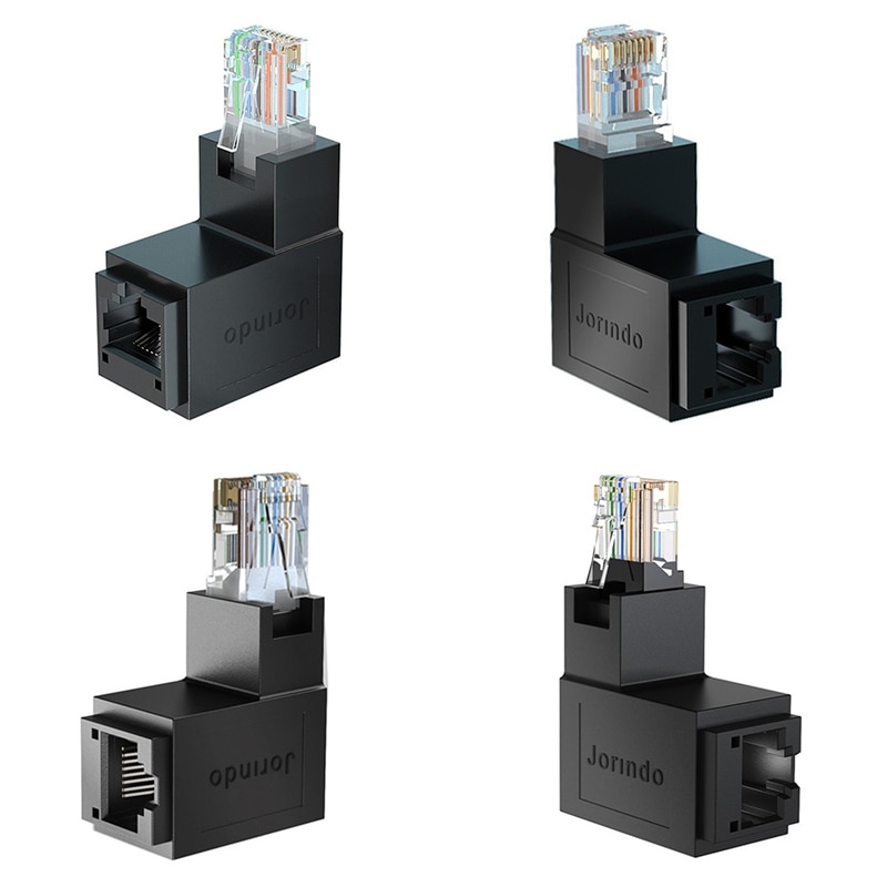 RJ45 ذكر إلى أنثى إيثرنت محول شبكة موسع 90 درجة ل CAT5E CAT6 CAT8 إيثرنت كابلات الموصلات