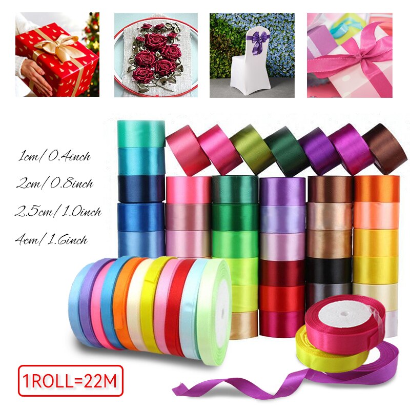 10/20/25/40 مللي متر الحرير الساتان الحرفية شرائط هدية التفاف الديكور الزفاف حفلة عيد ميلاد الديكور القوس Bow بها بنفسك اليدوية لوازم