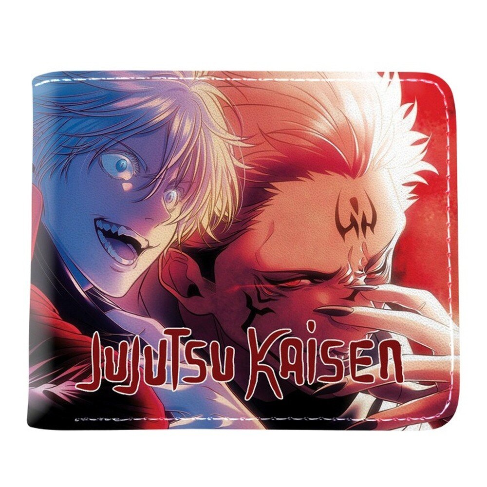 أنيمي Jujutsu Kaisen الرجال المرأة قصيرة Bifold بولي PU محفظة نسائية للعملات المعدنية للجنسين ID/حامل بطاقة الائتمان