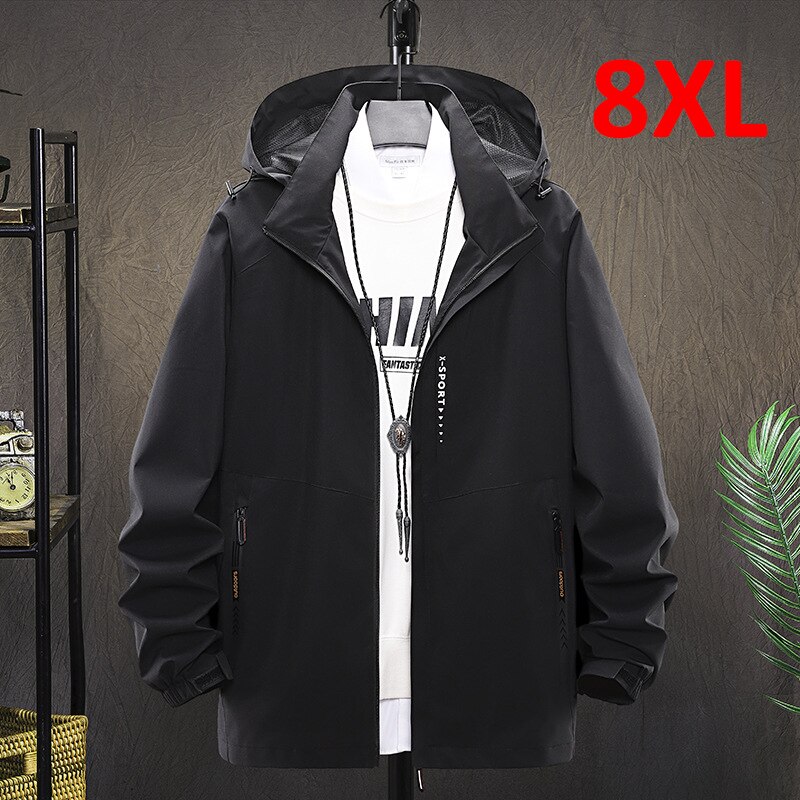7XL 8XL حجم كبير سترة معطف الرجال جاكتات ملونة أنيقة عادية سترات مضادة للماء الذكور سترة واقية كبيرة الحجم 8XL في الهواء الطلق ملابس خارجية