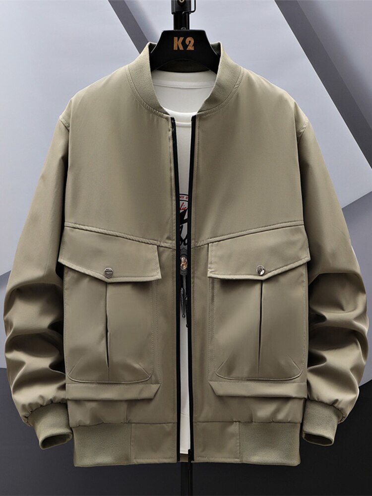 جديد ربيع 2023 سترات منفوخة للرجال بجيوب كبيرة مقاس كبير 8XL 9XL 10XL ملابس الشارع الشهير سترات الطيار ذات سحّاب غير رسمي معاطف بيسبول